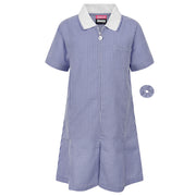 Navy Gingham Check Summer Dress by Zeco